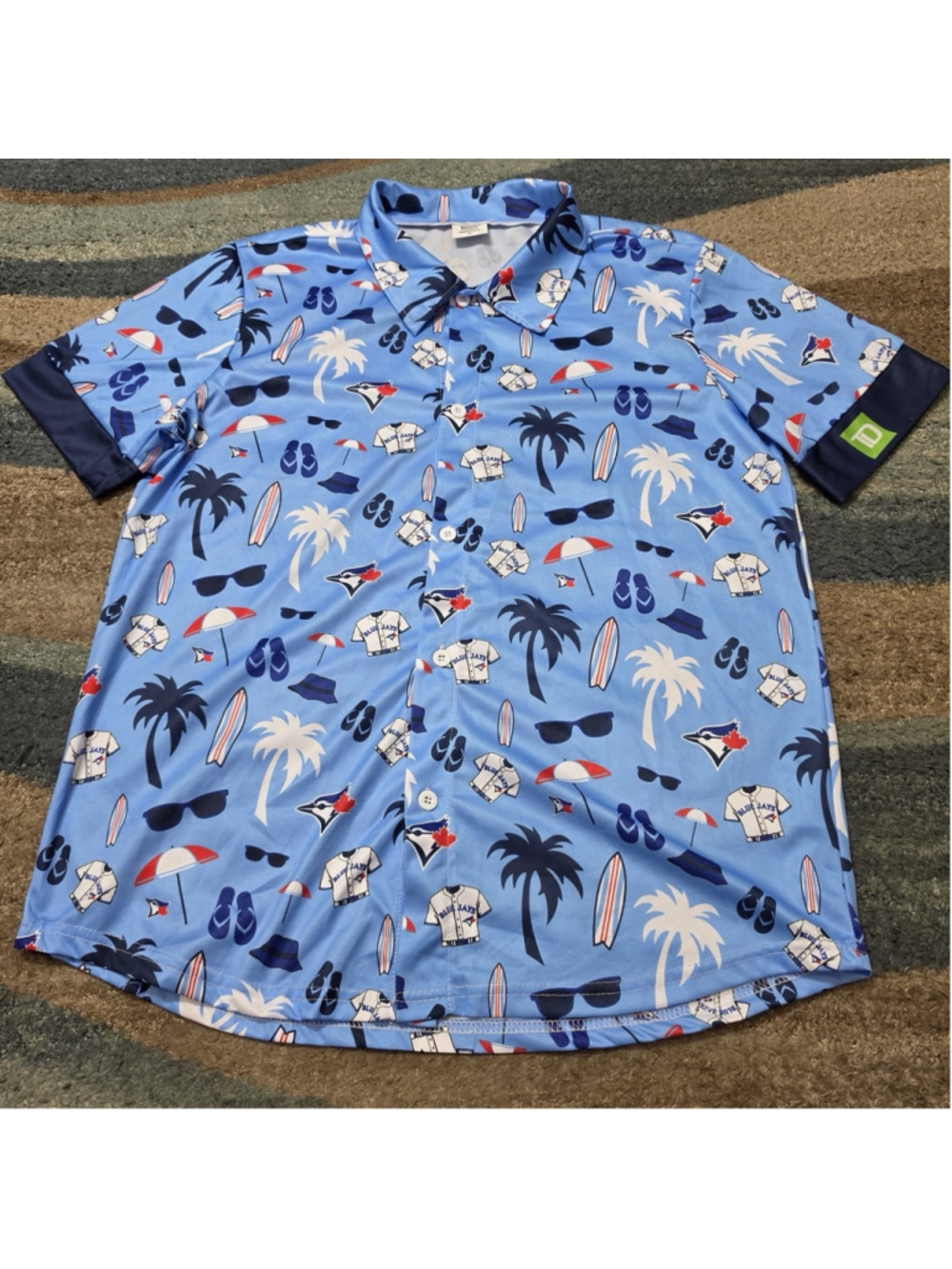 MLB Toronto Blue Jays Hawaiian Beach Themed Button Up Shirt Adult XL
